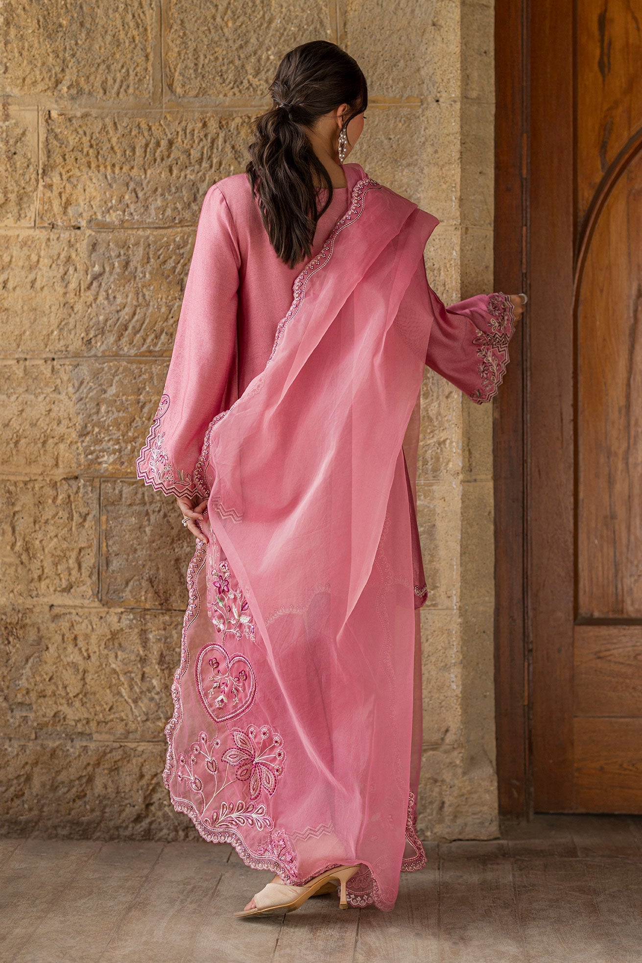Dhanak | Signature Pret | PINK 2PCS EMBROIDERED KURTA WITH TROUSER