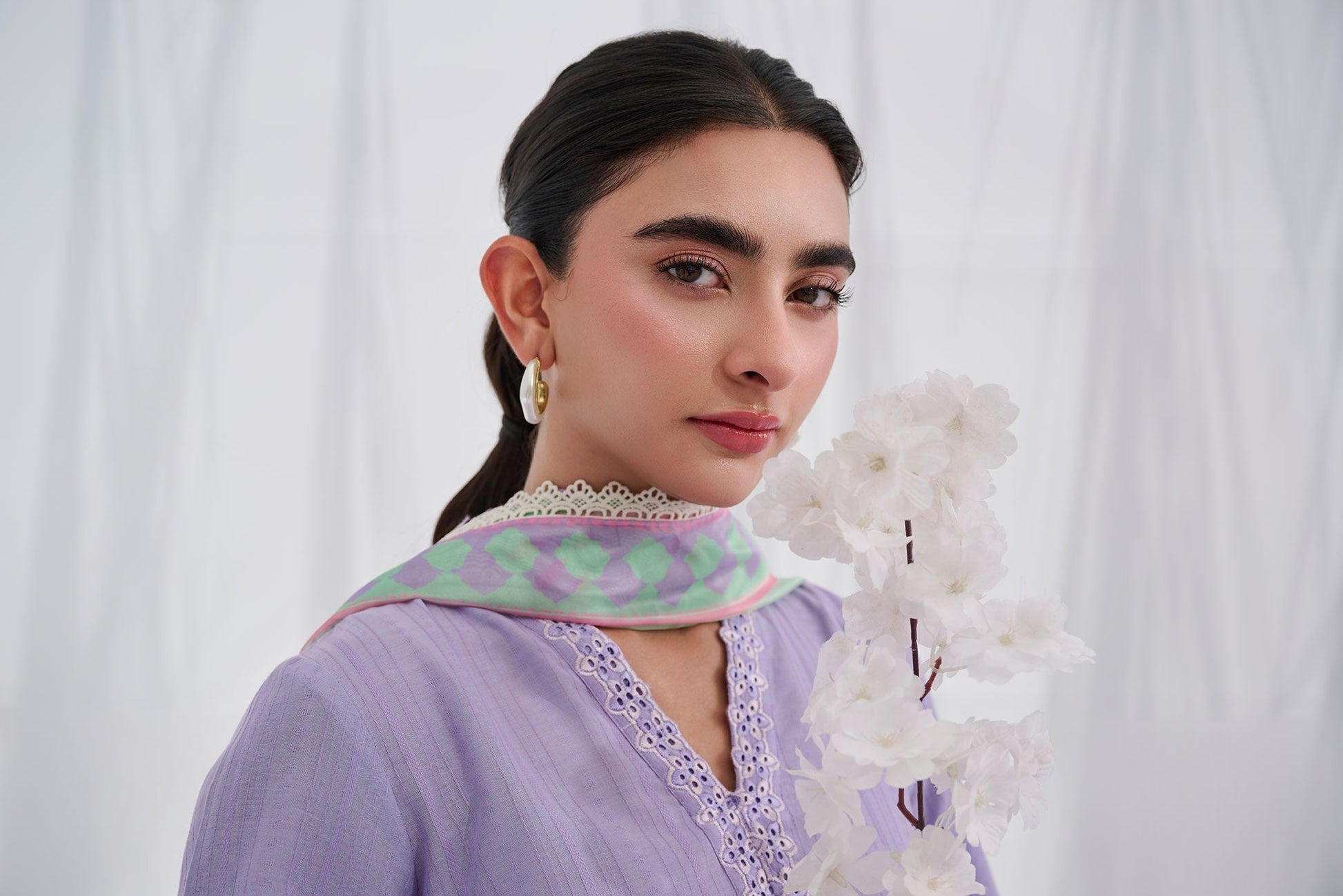 Dhanak | Casual Pret | PURPLE COTTON JACQUARD 2PCS EMBROIDERED KURTA WITH TROUSER