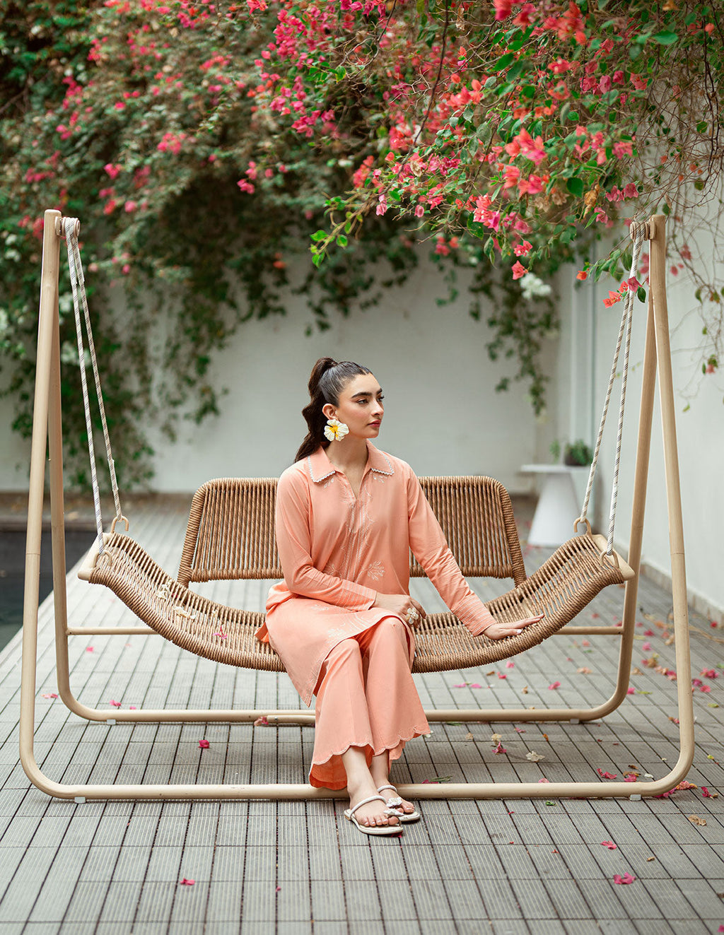 Dhanak | Casual Pret | PEACH 2PCS EMBROIDERED KURTA WITH TROUSER
