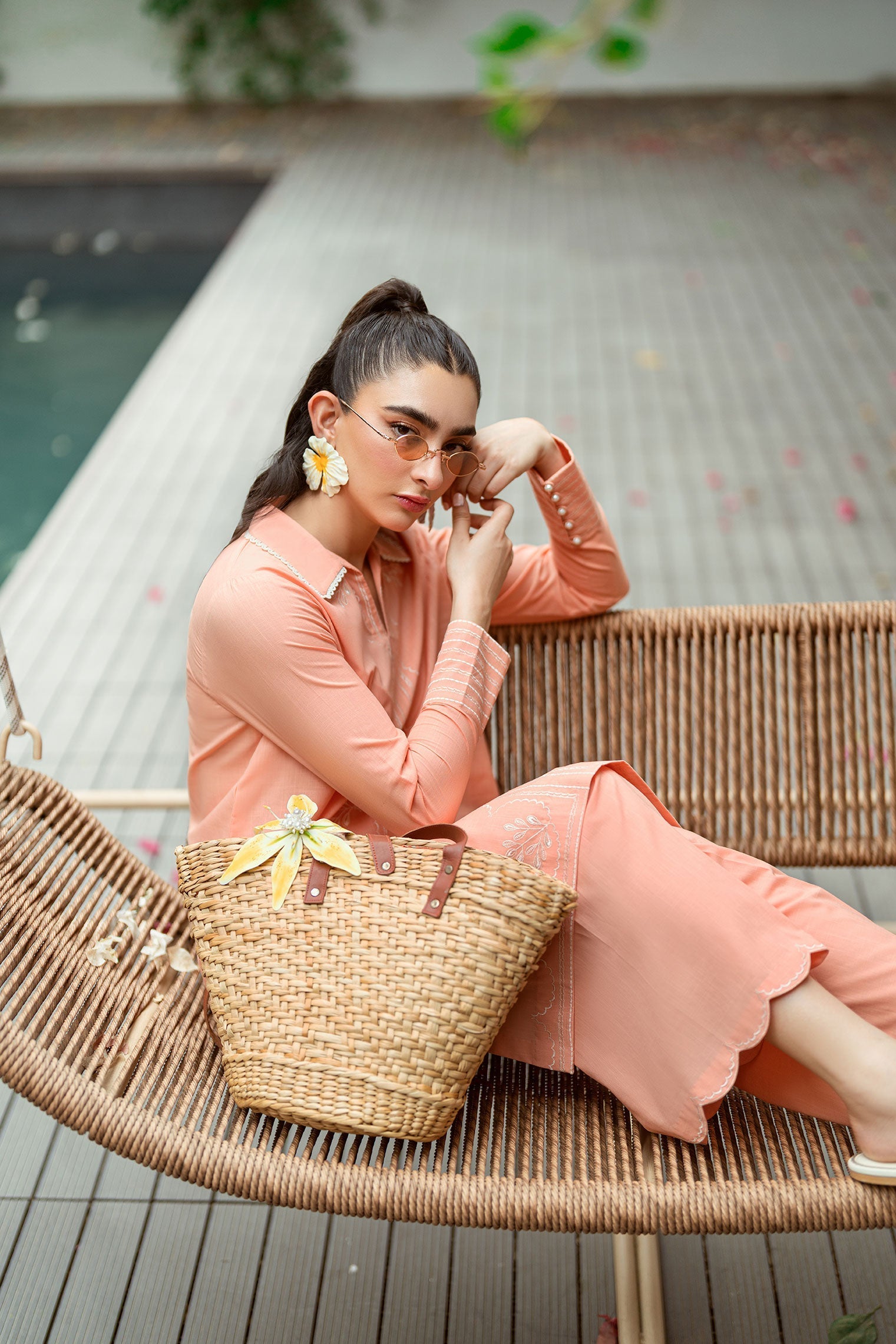 Dhanak | Casual Pret | PEACH 2PCS EMBROIDERED KURTA WITH TROUSER