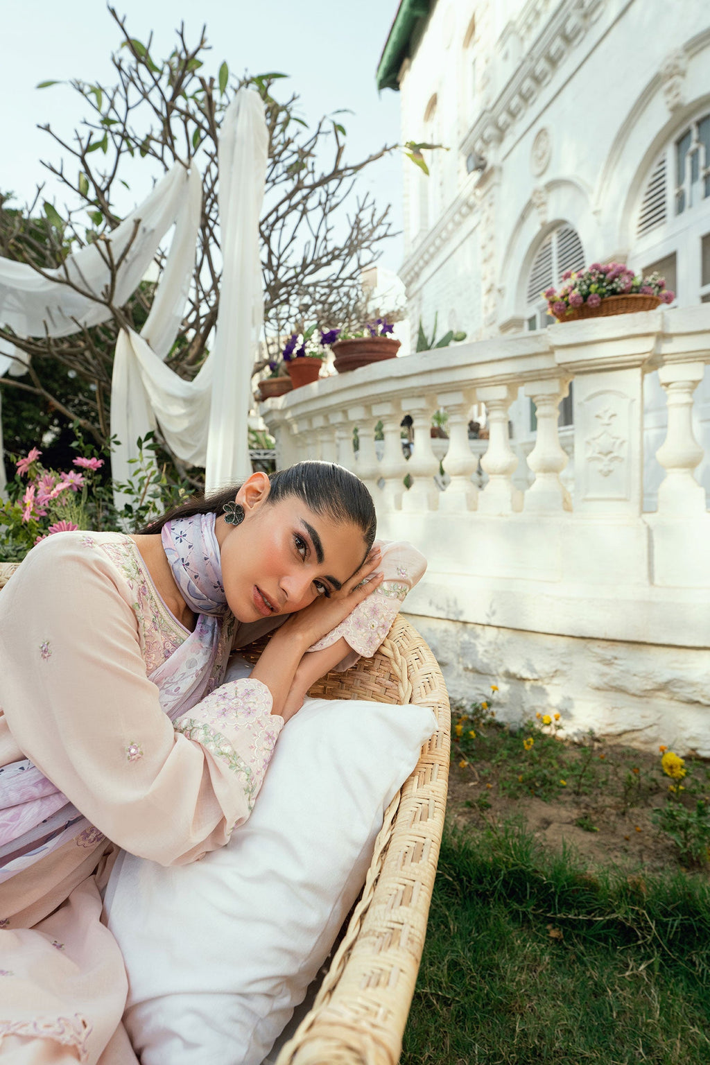 Dhanak | SWISS VOILE | SS25DC-2576 PINK SWISS VOILE 2PCS EMBROIDERED KURTA WITH TROUSER