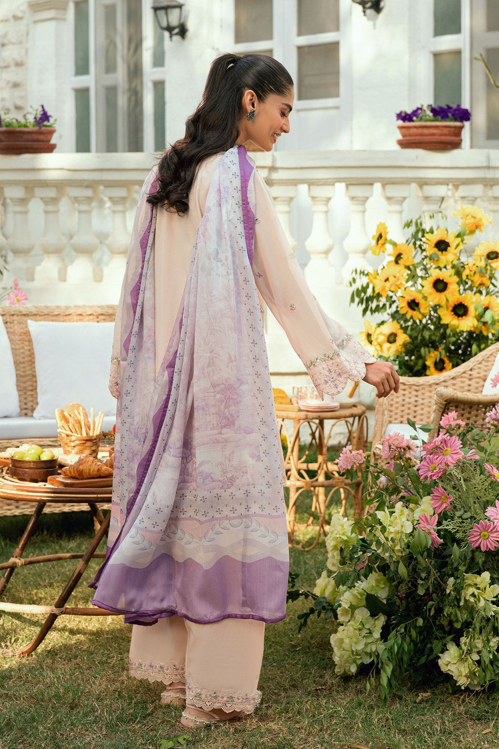 Dhanak | SWISS VOILE | SS25DC-2576 PINK SWISS VOILE 2PCS EMBROIDERED KURTA WITH TROUSER