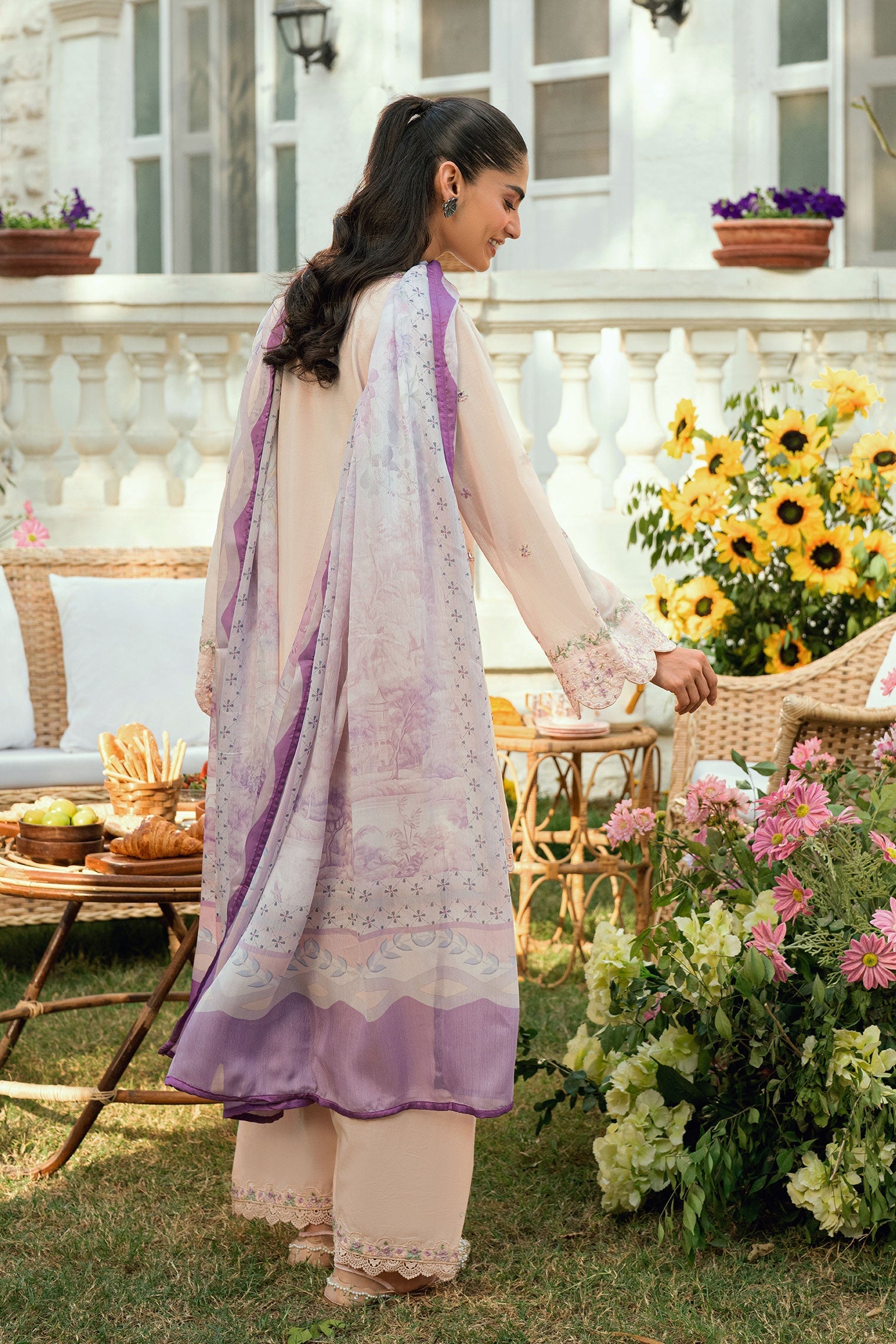 Dhanak | SWISS VOILE | SS25DC-2576 PINK SWISS VOILE 2PCS EMBROIDERED KURTA WITH TROUSER