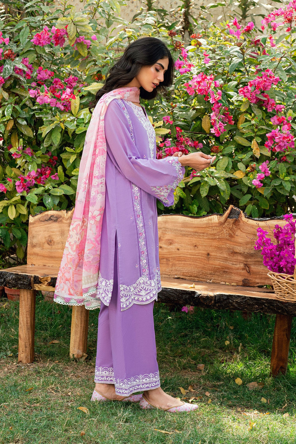 Dhanak | SWISS VOILE | LILAC SWISS VOILE 2PCS EMBROIDERED KURTA WITH TROUSER