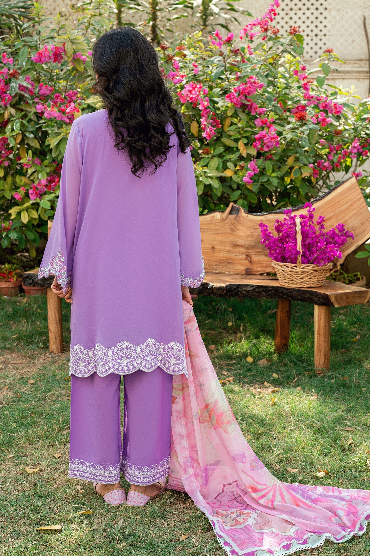 Dhanak | SWISS VOILE | LILAC SWISS VOILE 2PCS EMBROIDERED KURTA WITH TROUSER