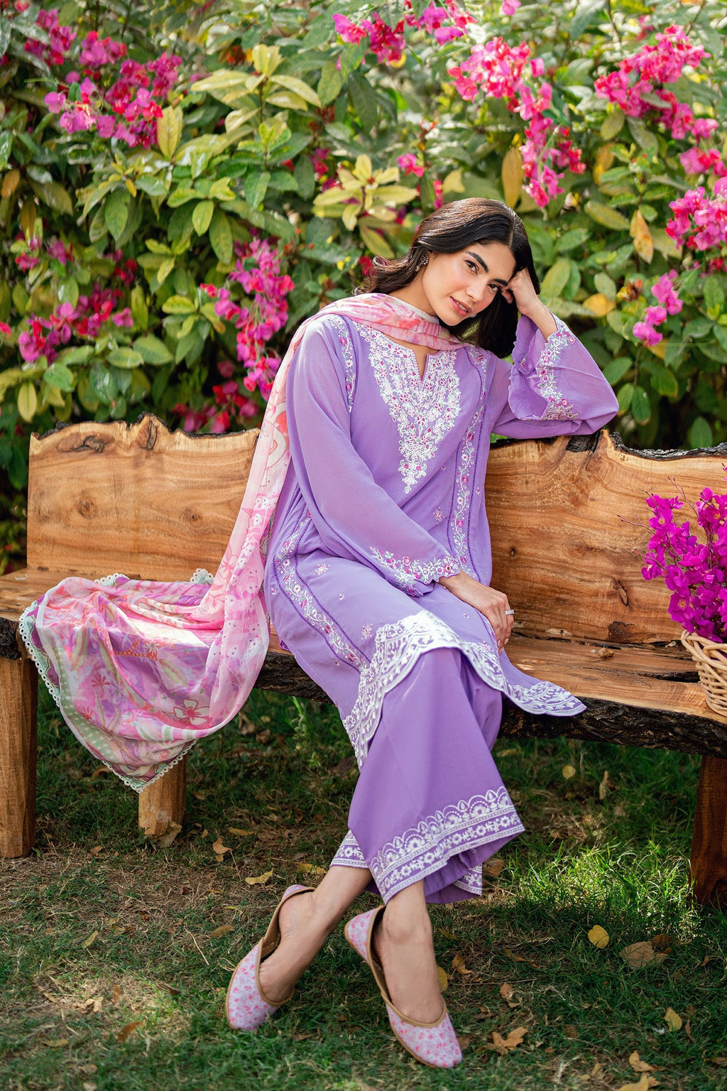 Dhanak | SWISS VOILE | LILAC SWISS VOILE 2PCS EMBROIDERED KURTA WITH TROUSER