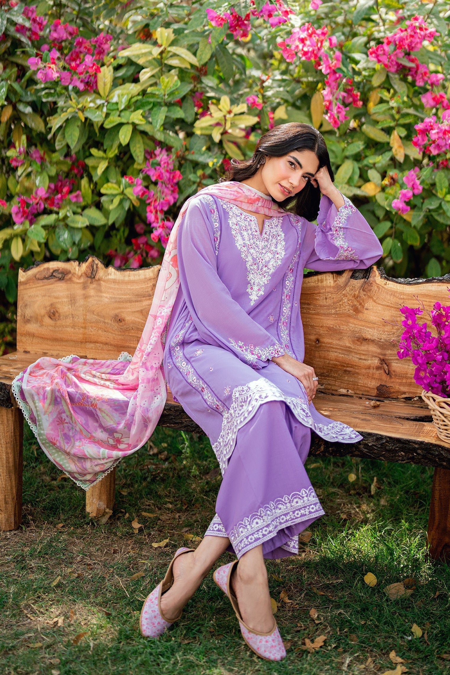 Dhanak | SWISS VOILE | LILAC SWISS VOILE 2PCS EMBROIDERED KURTA WITH TROUSER