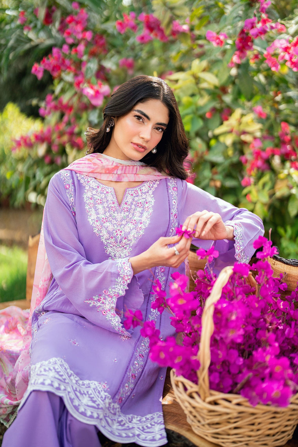 Dhanak | SWISS VOILE | LILAC SWISS VOILE 2PCS EMBROIDERED KURTA WITH TROUSER