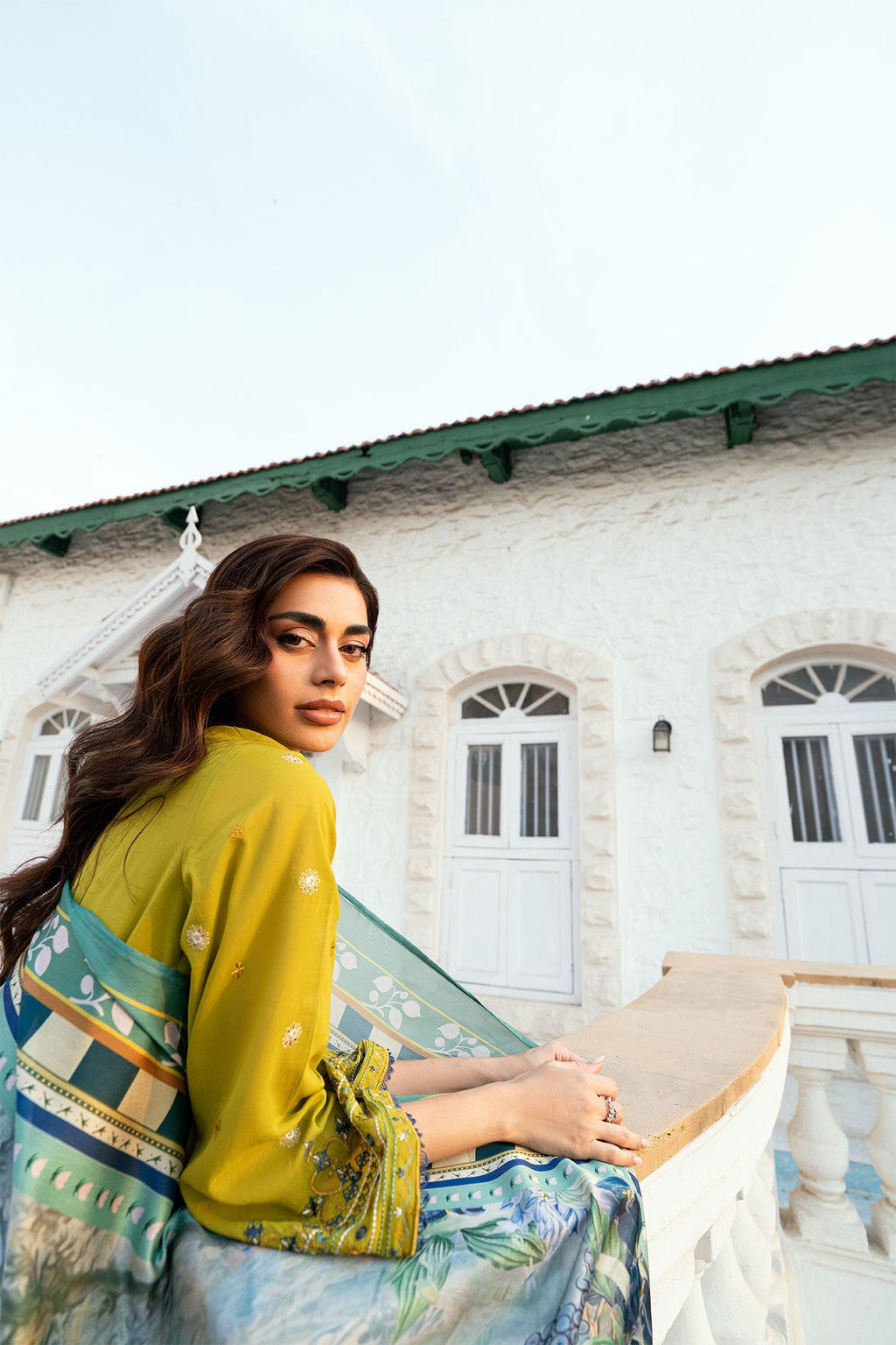 Dhanak | SWISS VOILE | OLIVE GREEN SWISS VOILE 2PCS EMBROIDERED KURTA WITH TROUSER