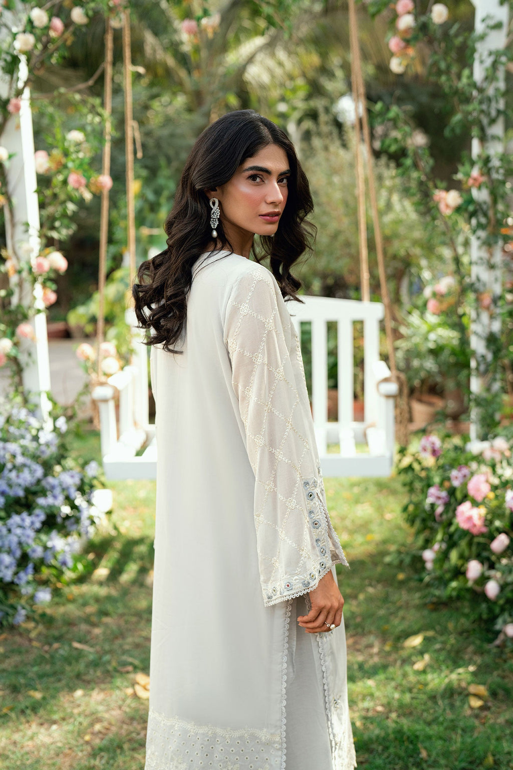 Dhanak | SWISS VOILE | GREY SWISS VOILE 2PCS EMBROIDERED KURTA WITH TROUSER