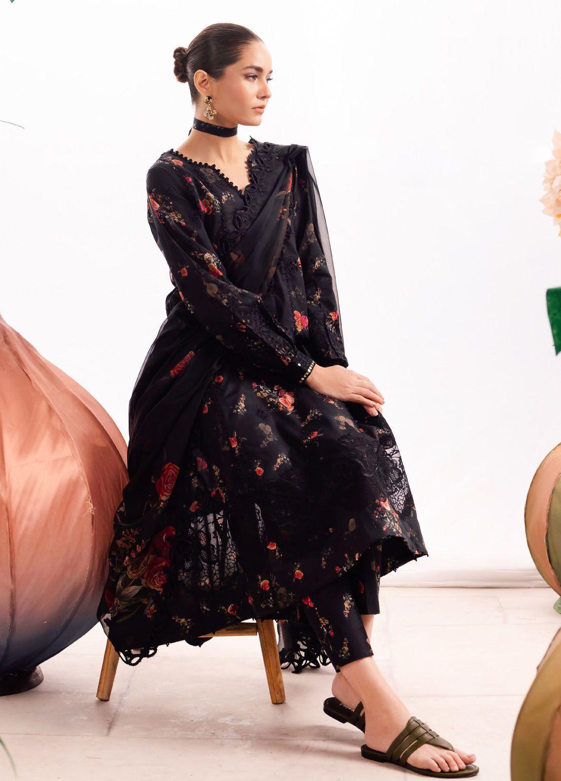 Iznik Dahlia Embroidered Luxury Lawn 3Pc Suit DL-08 ENCHANT - House Of Anaya