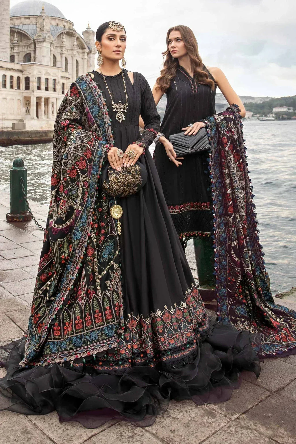 Maria B | Linen 23 | Black DL-1101 - House Of Anaya