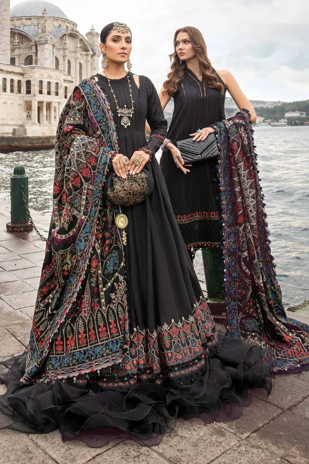 Maria B | Linen 23 | Black DL-1101 - House Of Anaya