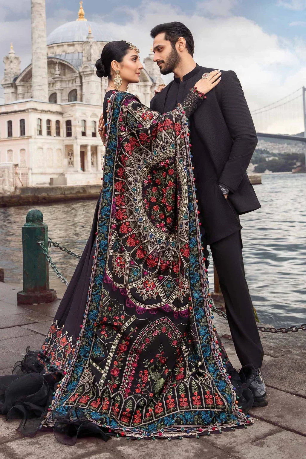 Maria B | Linen 23 | Black DL-1101 - House Of Anaya