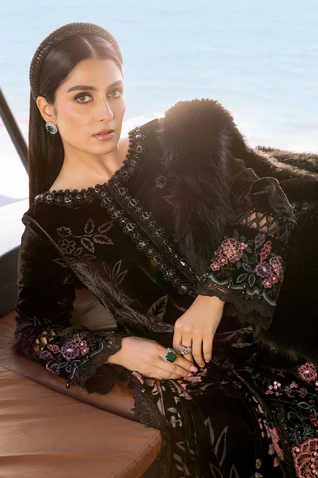 Maria B | Linen 23 | Black DL-1102 - House Of Anaya