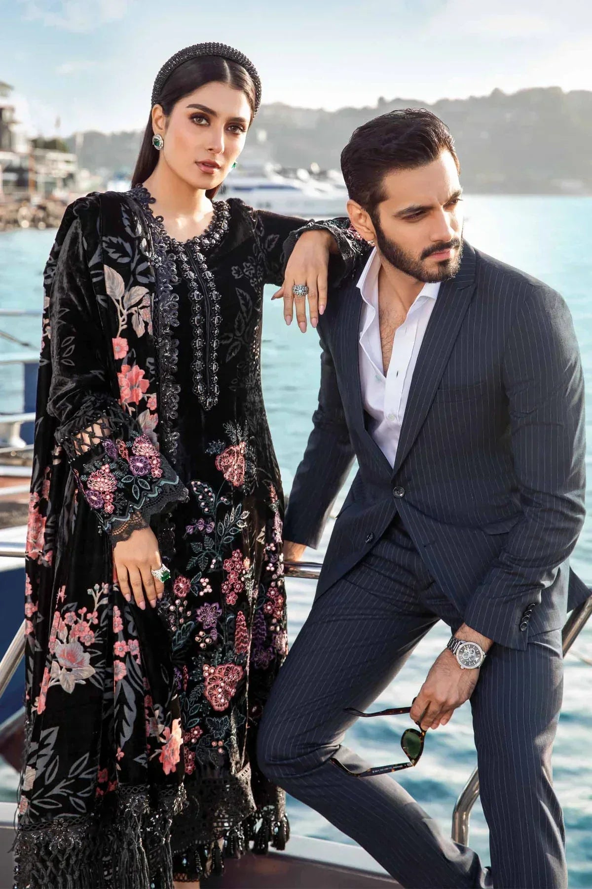 Maria B | Linen 23 | Black DL-1102 - House Of Anaya