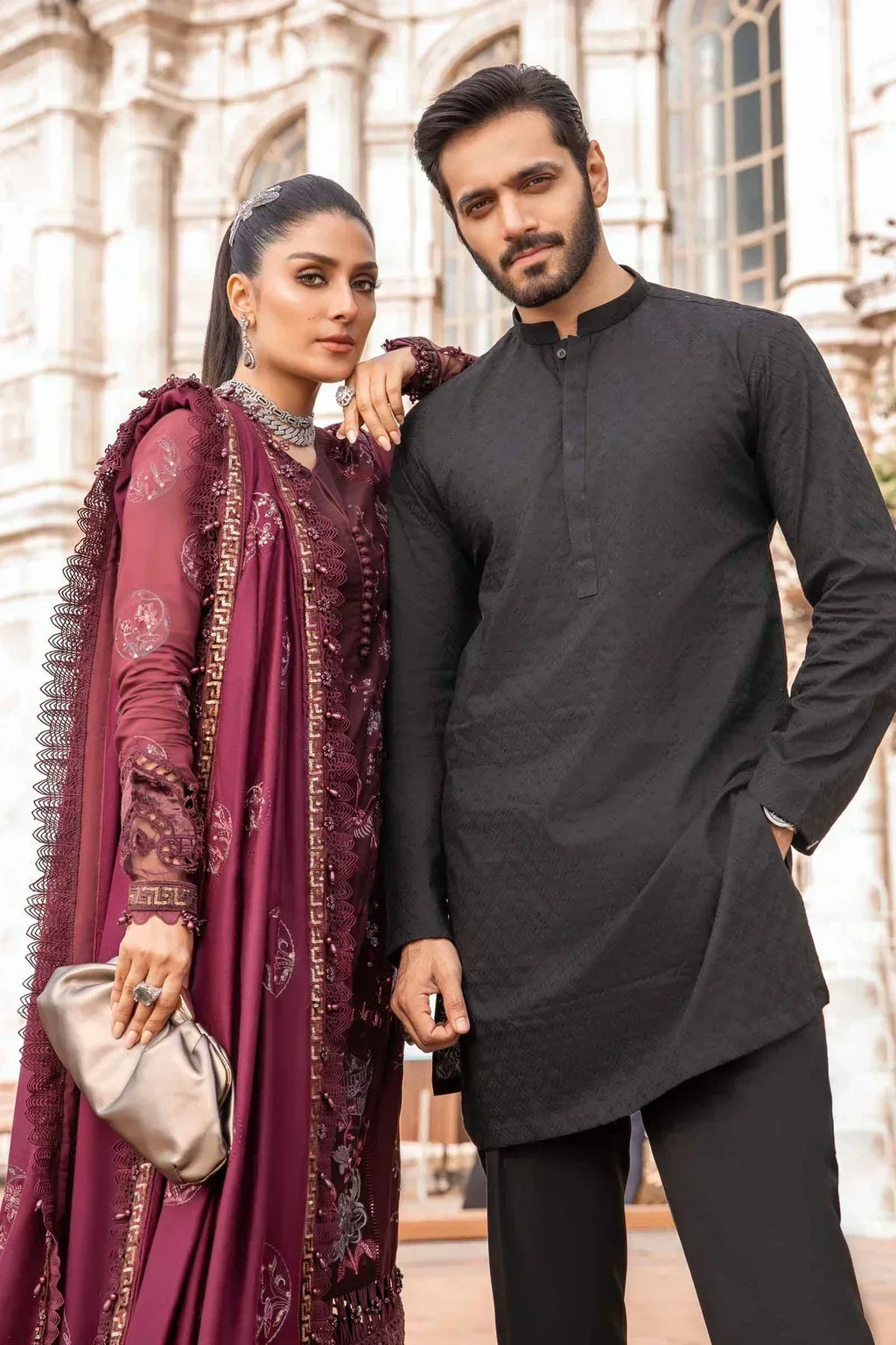 Maria B | Linen 23 | Aubergine DL-1103 - House Of Anaya