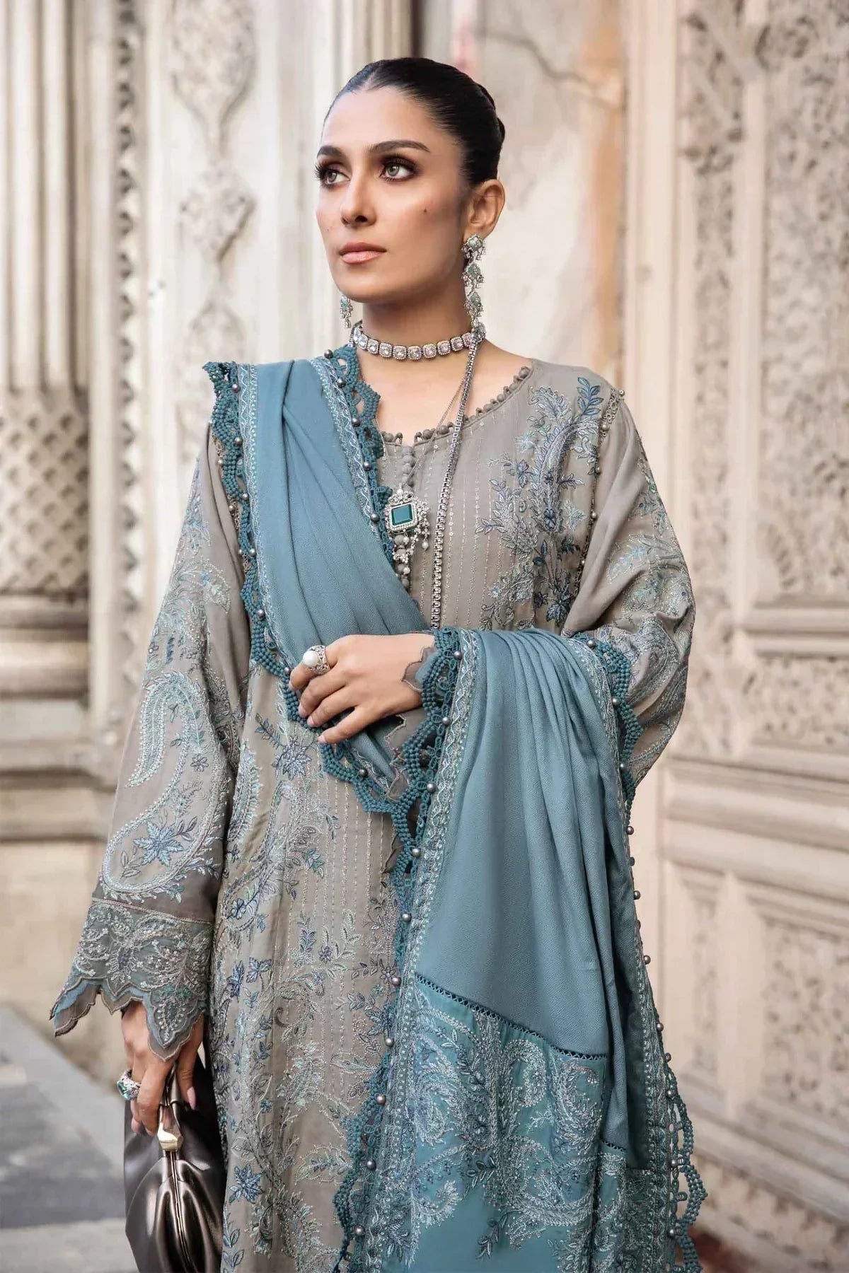 Maria B | Linen 23 | Black DL-1104 - House Of Anaya