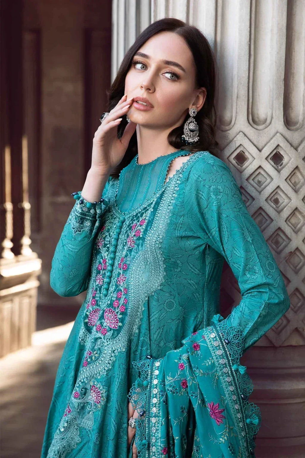 Maria B | Linen 23 | Teal DL-1105 - House Of Anaya