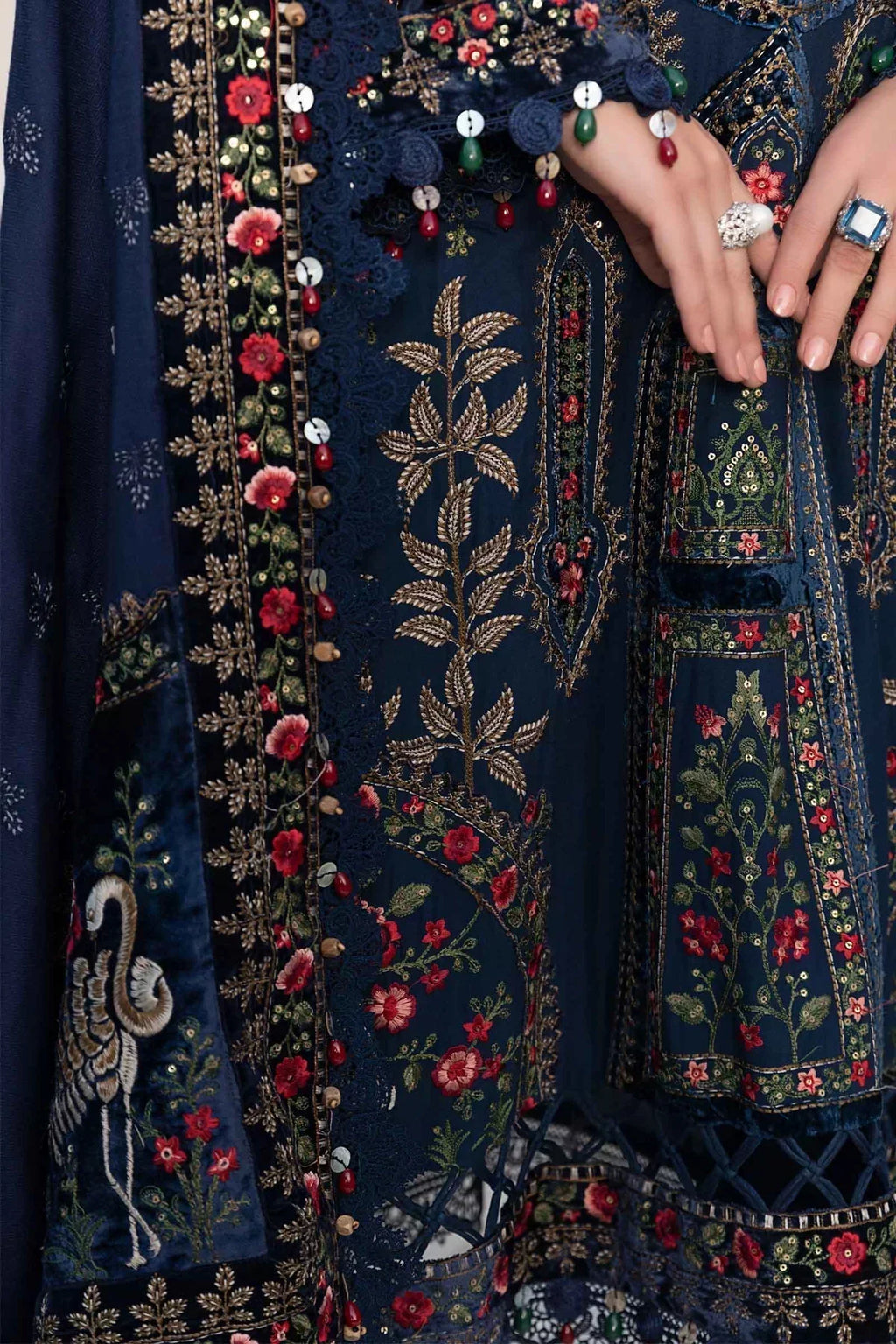 Maria B | Linen 23 | Navy Blue DL-1109 - House Of Anaya