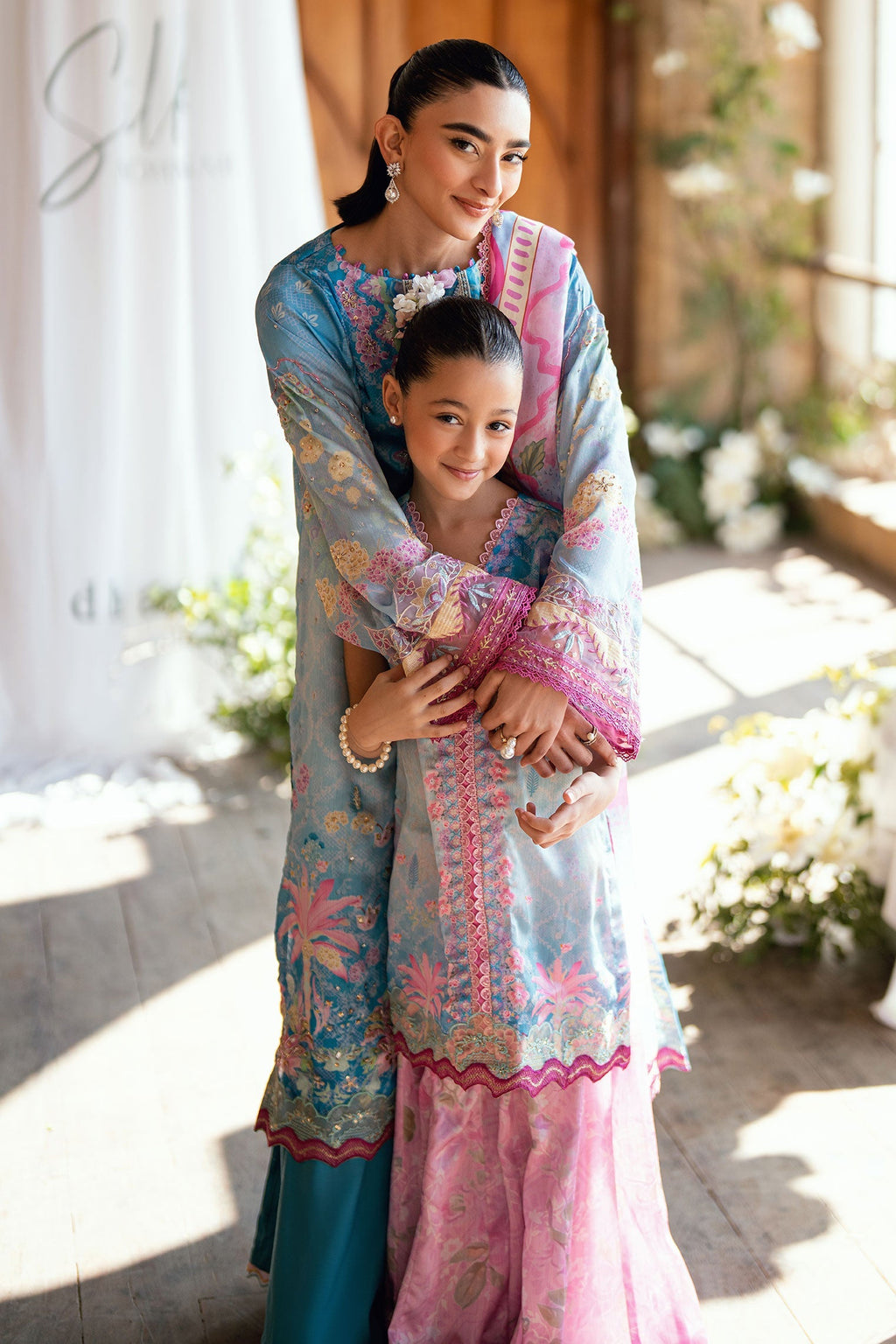 Dhanak | Silk Pret | BLUE 2PCS HAND EMBELLISHED KURTA WITH TROUSER