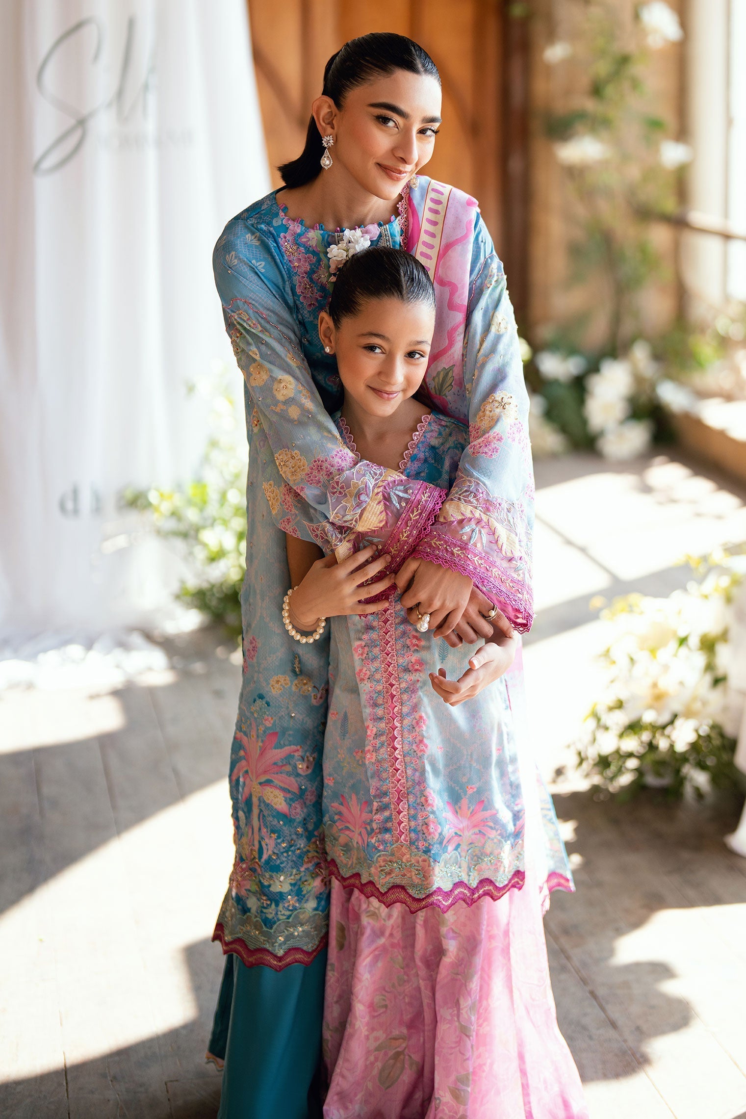 Dhanak | Silk Pret | BLUE 2PCS HAND EMBELLISHED KURTA WITH TROUSER