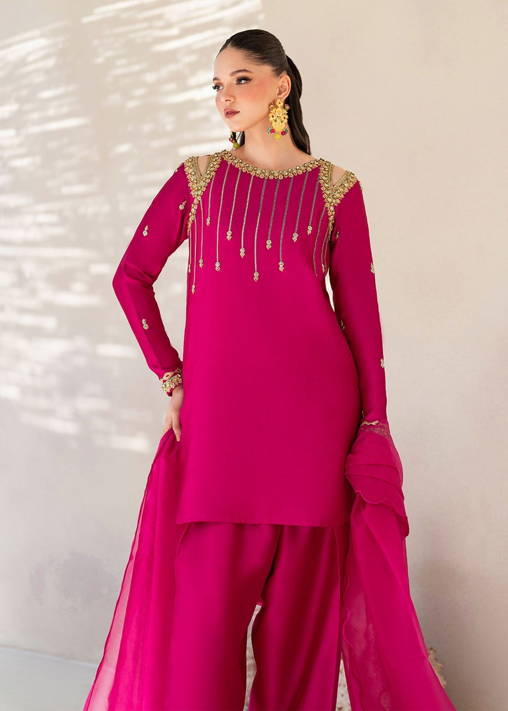 Dastoor | Maahi Luxury Pret 25 | Fuchsia Rose
