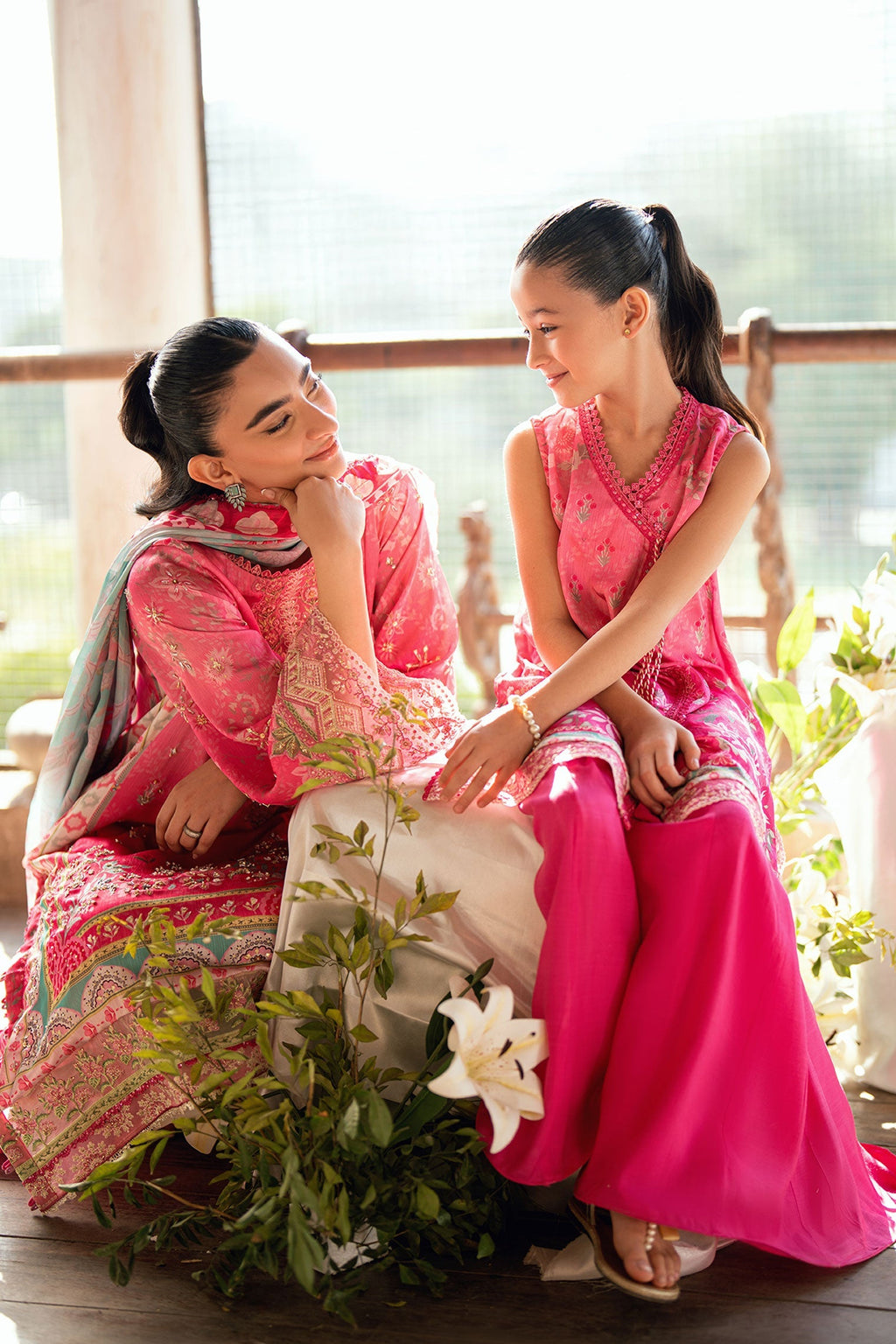 Dhanak | Silk Pret | PINK 2PCS HAND EMBELLISHED KURTA WITH TROUSER