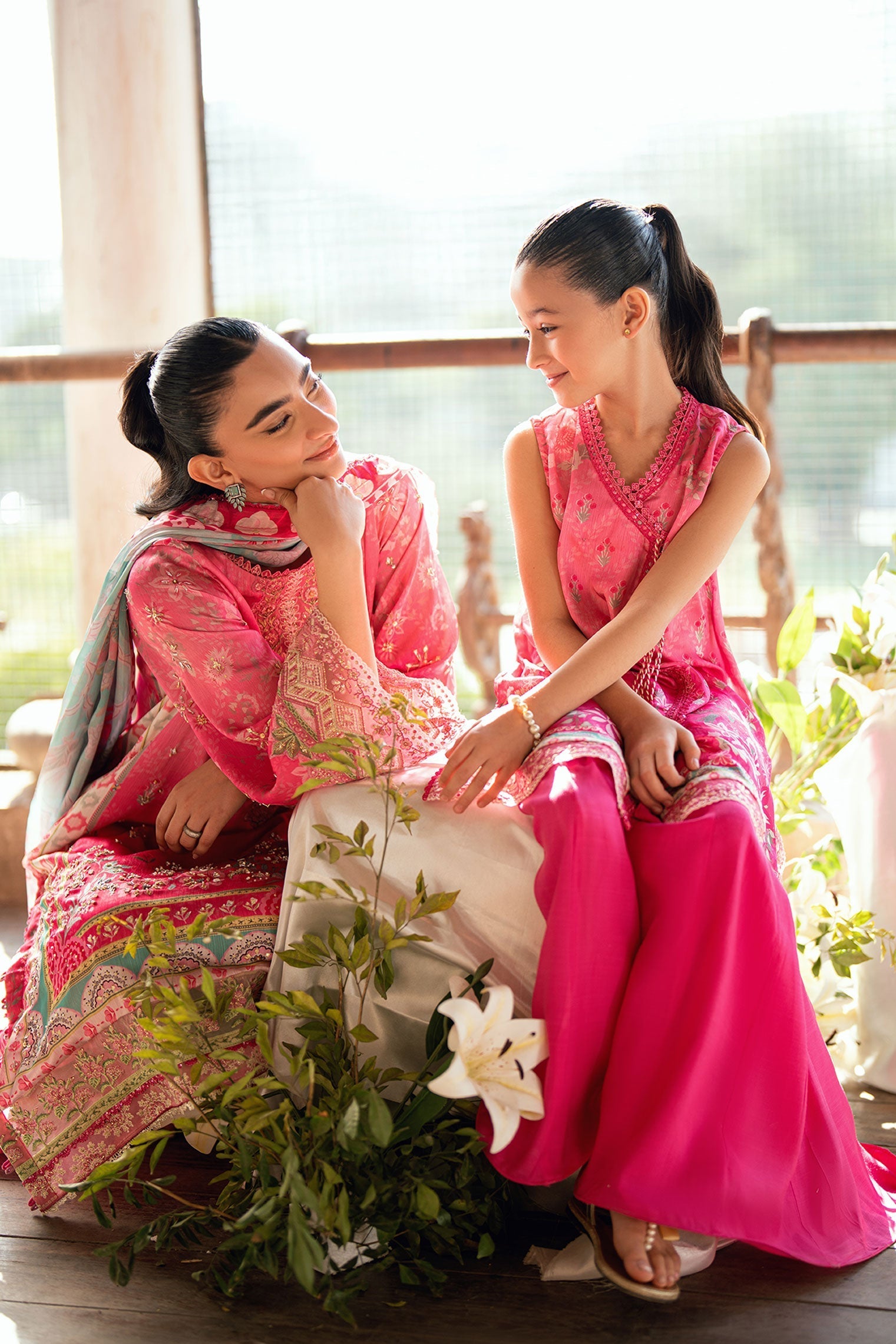 Dhanak | Silk Pret | PINK 2PCS HAND EMBELLISHED KURTA WITH TROUSER