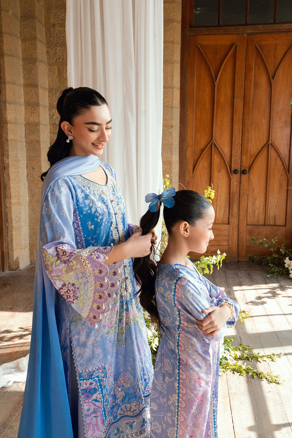 Dhanak | Silk Pret | PURPLE 2PCS HAND EMBELLISHED KURTA WITH TROUSER