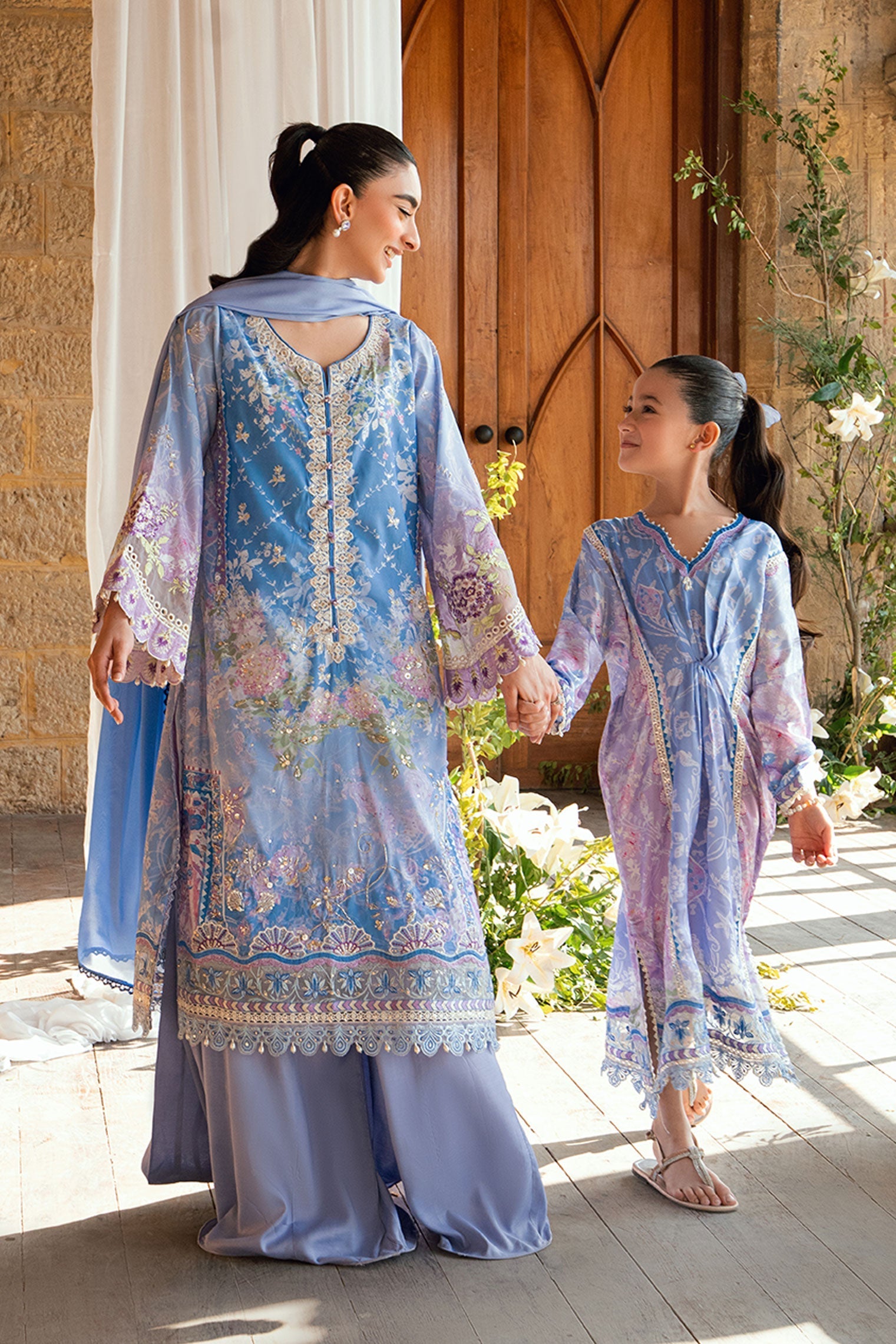 Dhanak | Silk Pret | PURPLE 2PCS HAND EMBELLISHED KURTA WITH TROUSER
