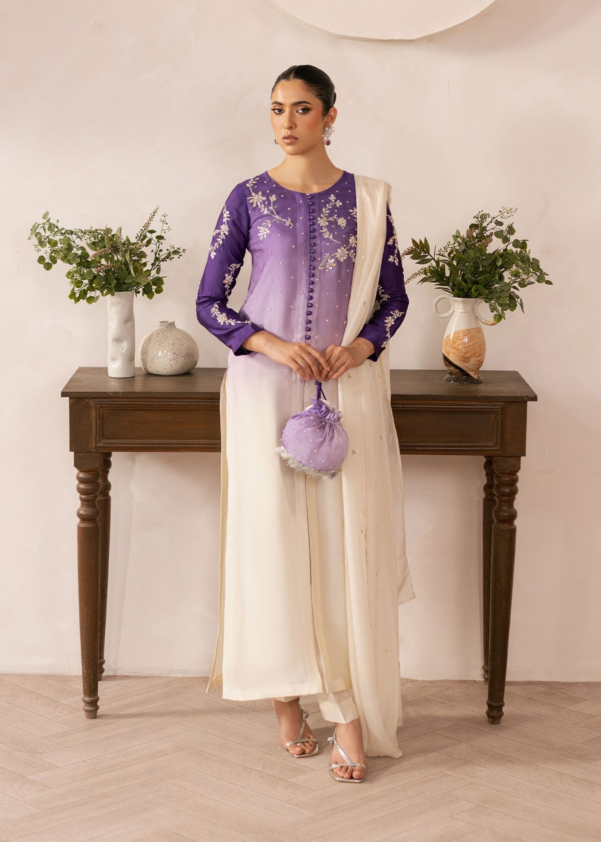 Dastoor | Rania Luxury Pret 25 | Purple Ombre