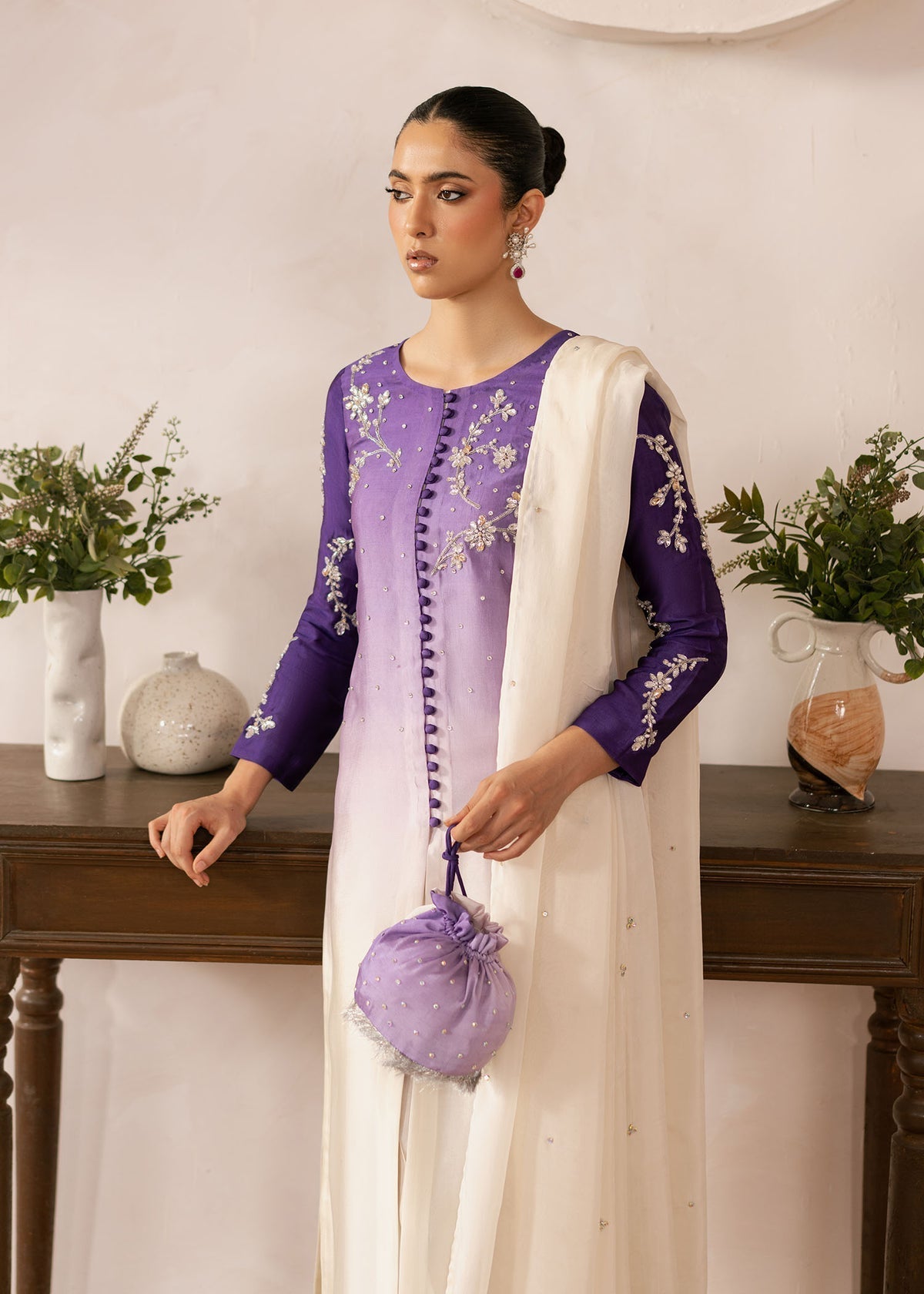 Dastoor | Rania Luxury Pret 25 | Purple Ombre