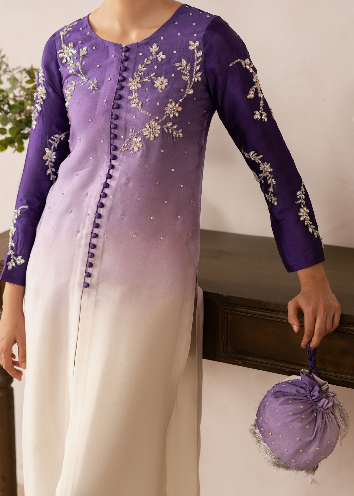 Dastoor | Rania Luxury Pret 25 | Purple Ombre