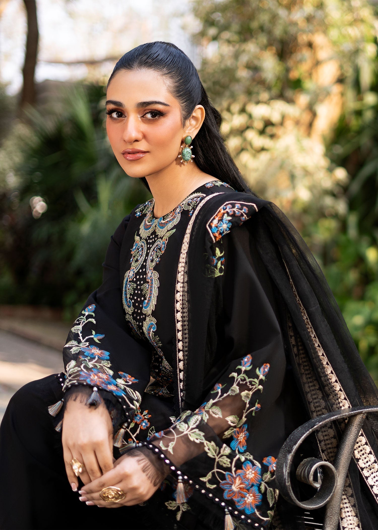 Fozia Khalid | Blossom Festive Lawn 25 | Black viola - Riwayat-e-Khas
