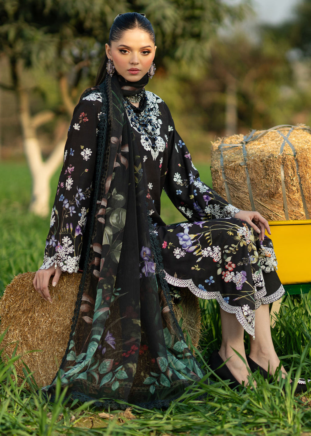 Sardinia | Printkari Lawn Edit 25 | Black Lotus