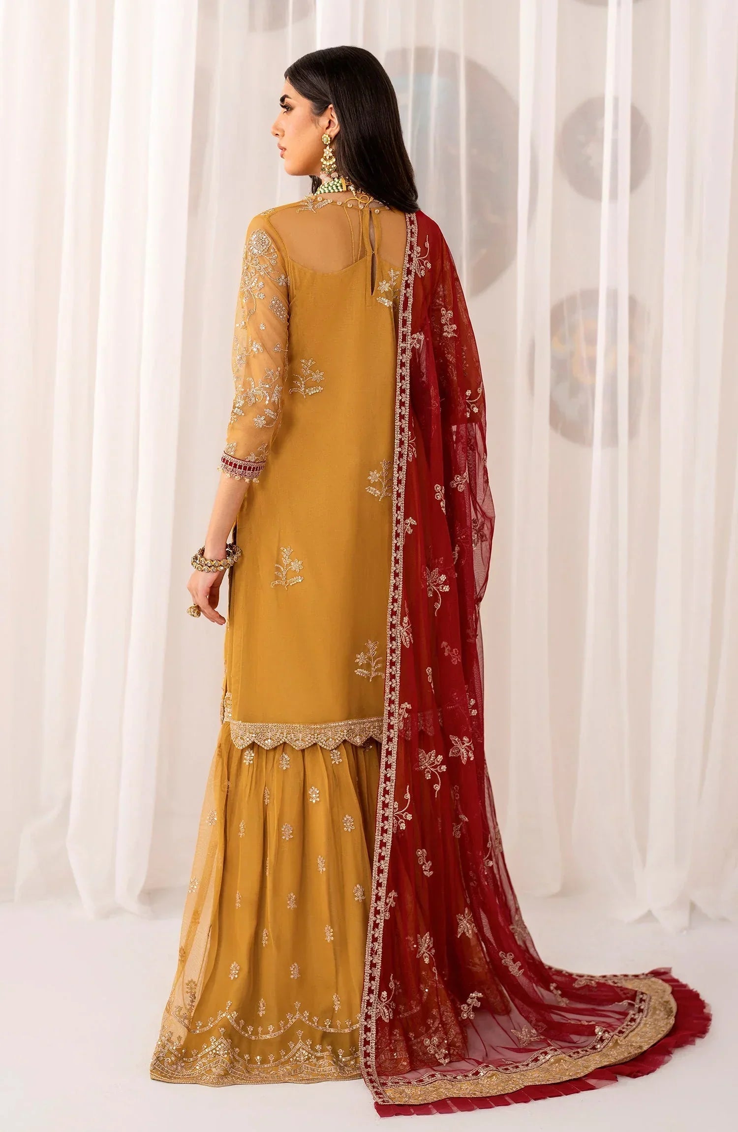 Maheer by Zarif Sequins Embroidered Net 3Pc Suit ZMU-04 MAHROO