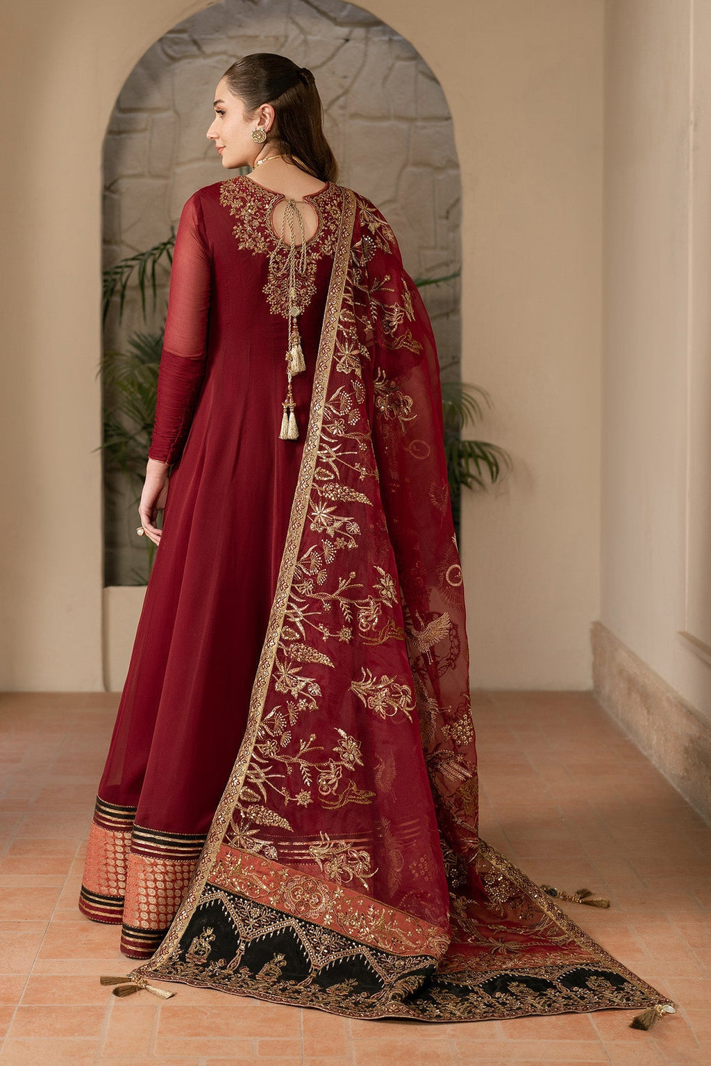 Alizeh | Ready to wear | Maroon Dress 3 piece - RTW1024