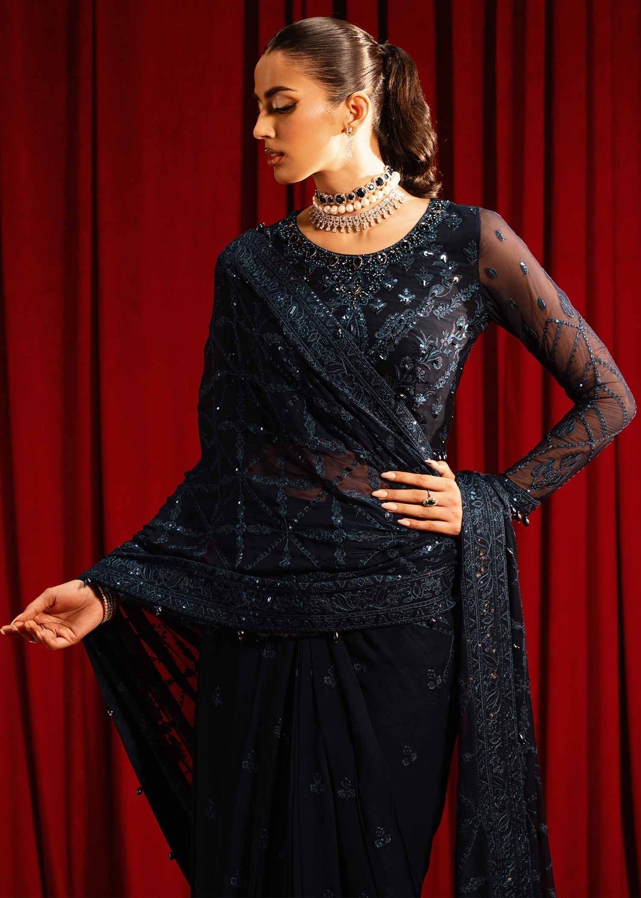 Paras by Pasha | Noor -e- Jahan Saree Collection | Neel-e-Noor