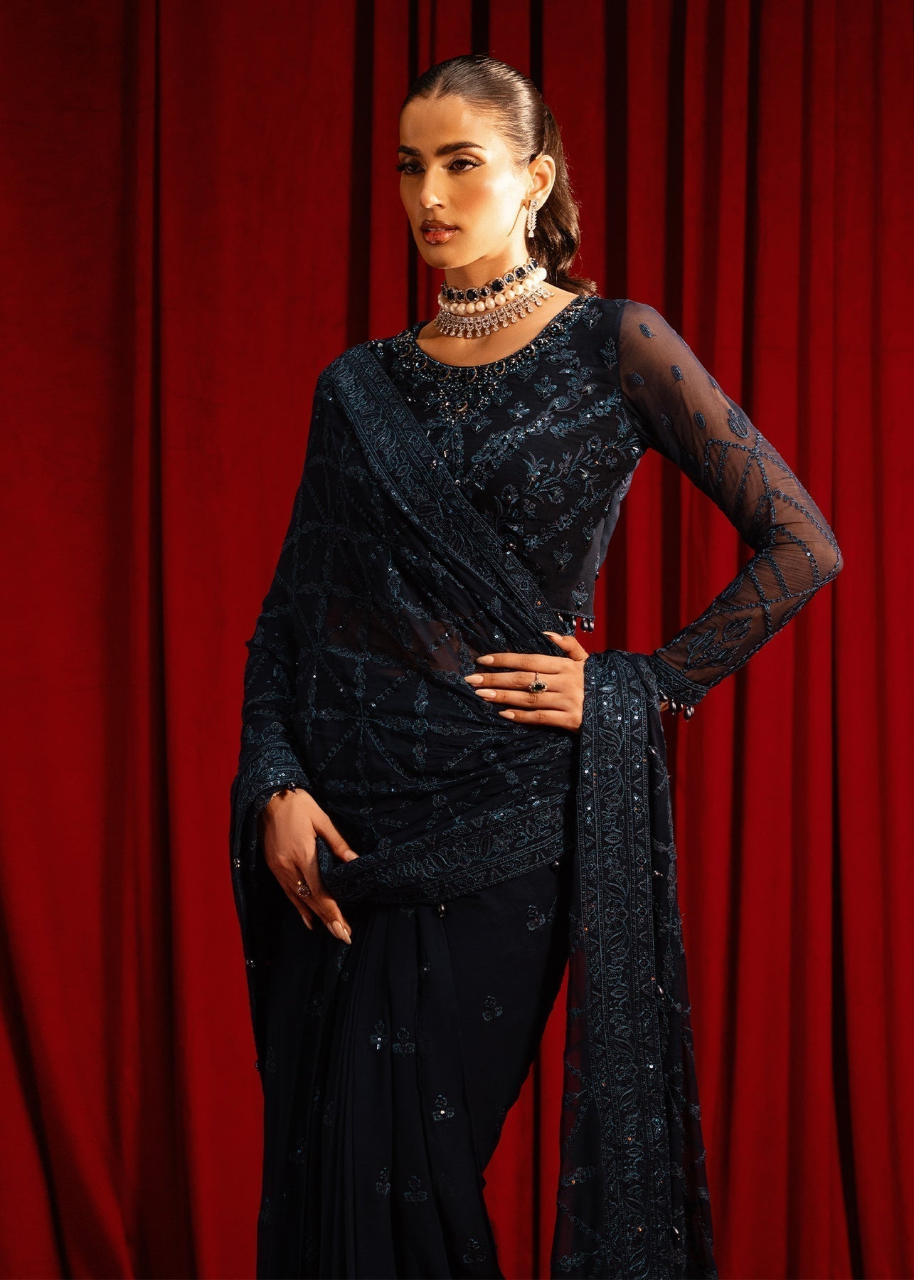 Paras by Pasha | Noor -e- Jahan Saree Collection | Neel-e-Noor