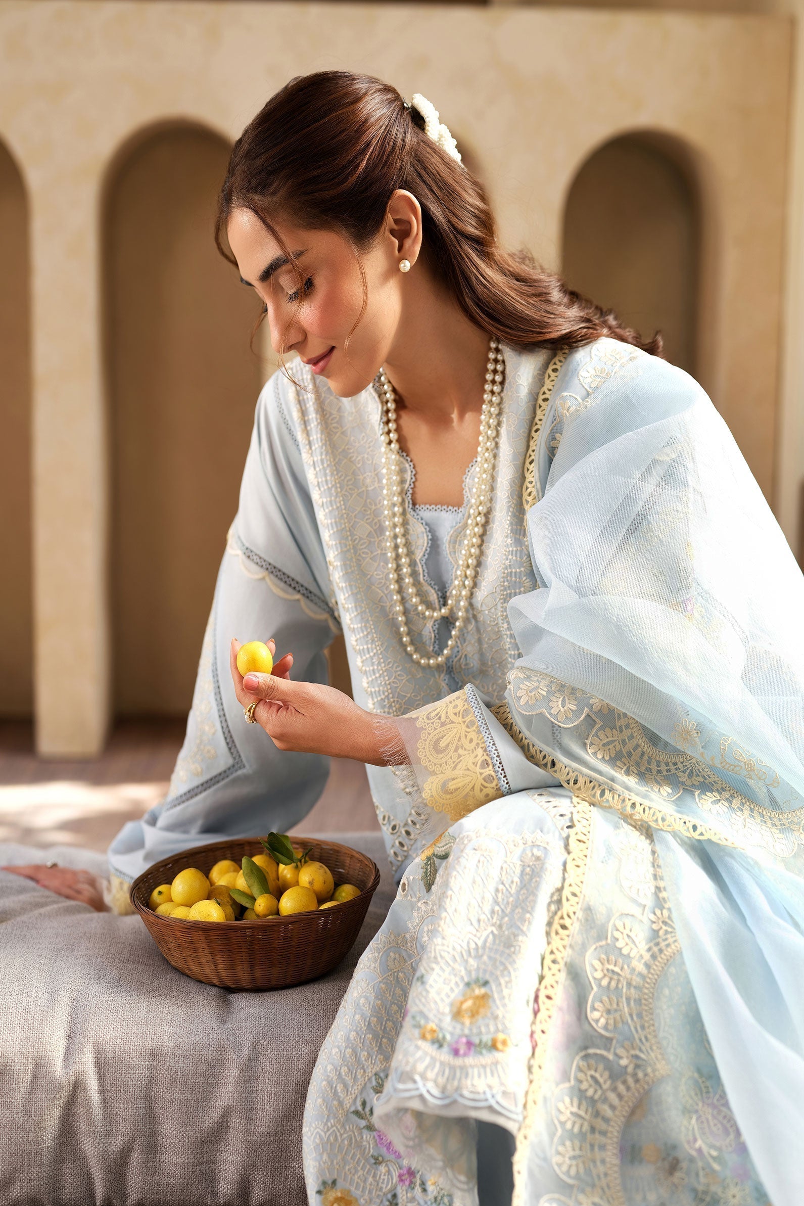 Maryam Hussain | Luxury Lawn 25 | Ocean - Riwayat-e-Khas