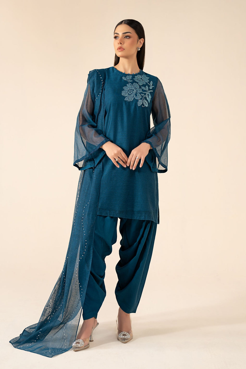 Maria B | Eid Collection 26 | 3 Piece Embellished Cotton Net Suit