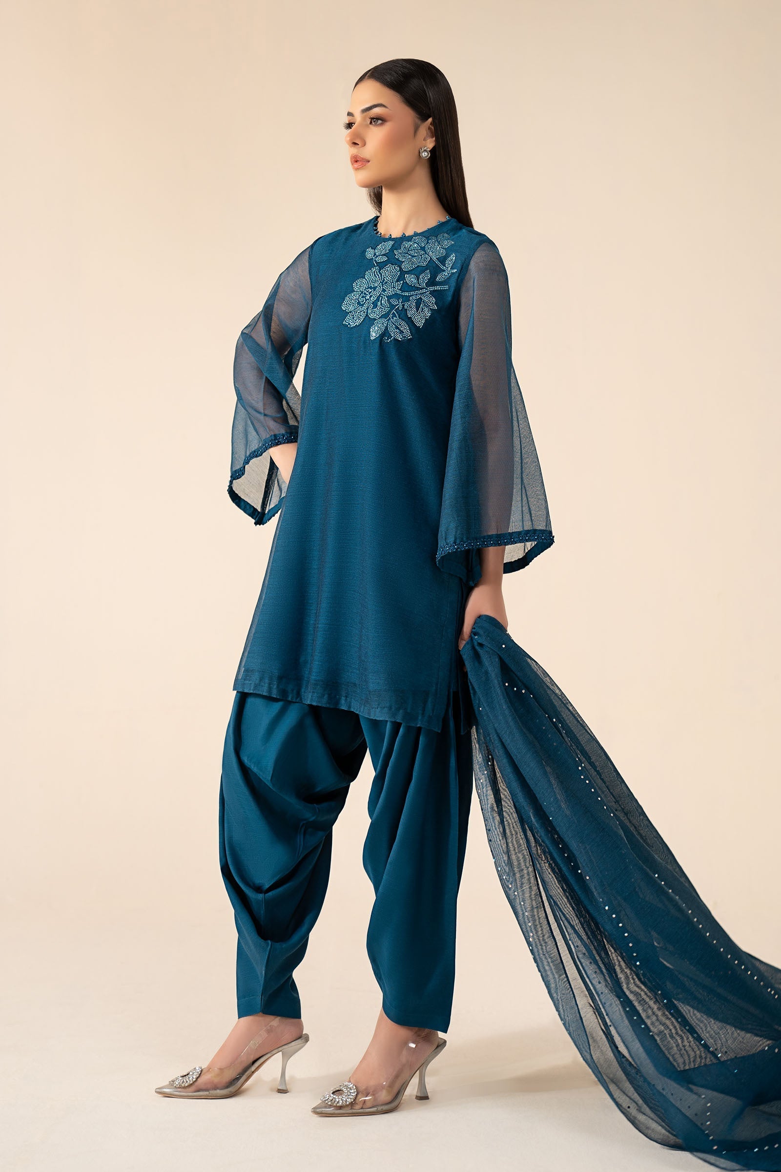 Maria B | Eid Collection 26 | 3 Piece Embellished Cotton Net Suit