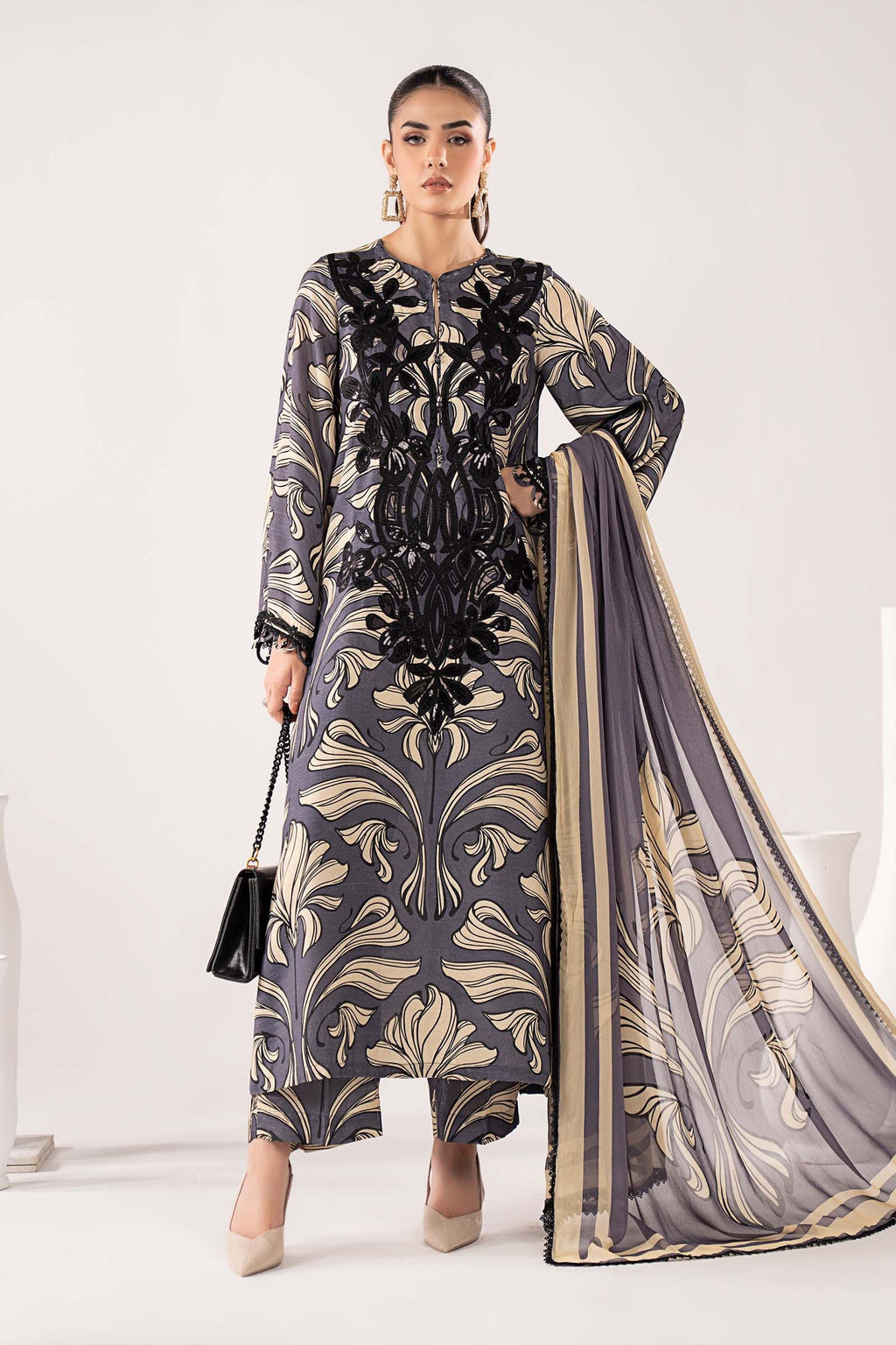 Maria B | Eid Collection 26 | 3 Piece Embroidered Raw Silk Suit