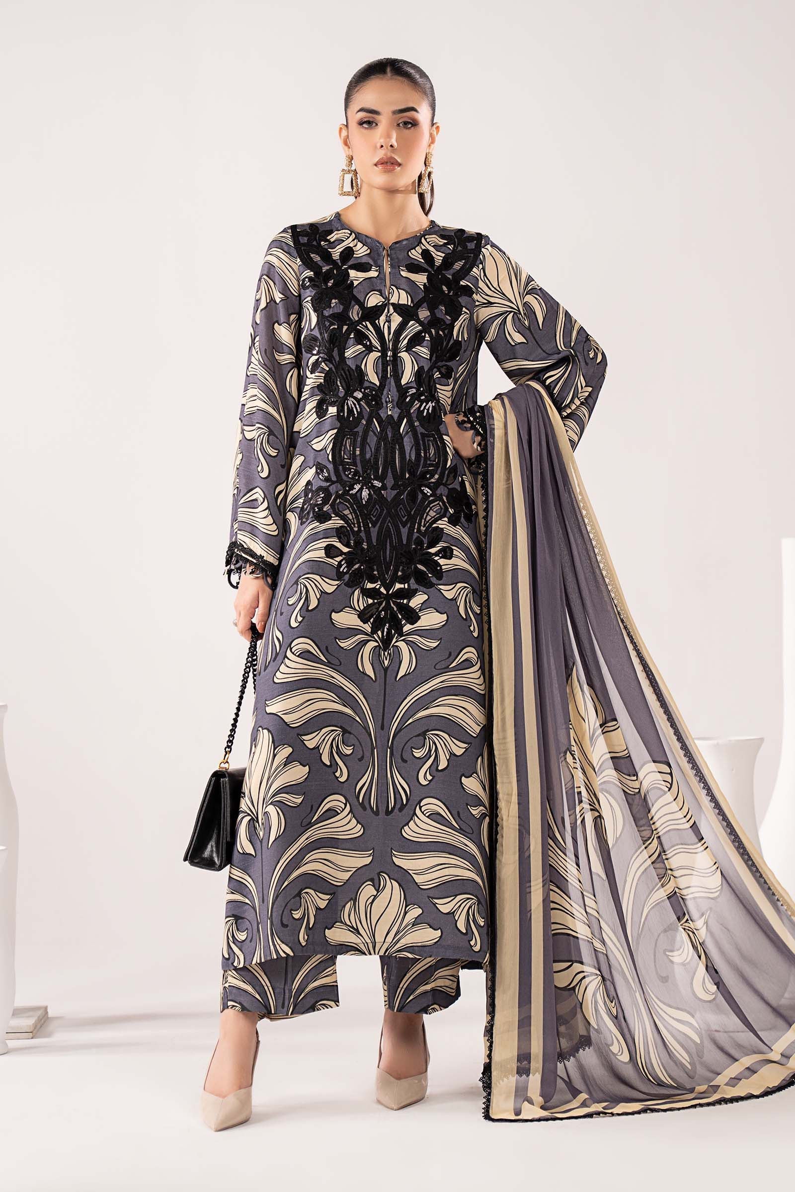 Maria B | Eid Collection 26 | 3 Piece Embroidered Raw Silk Suit