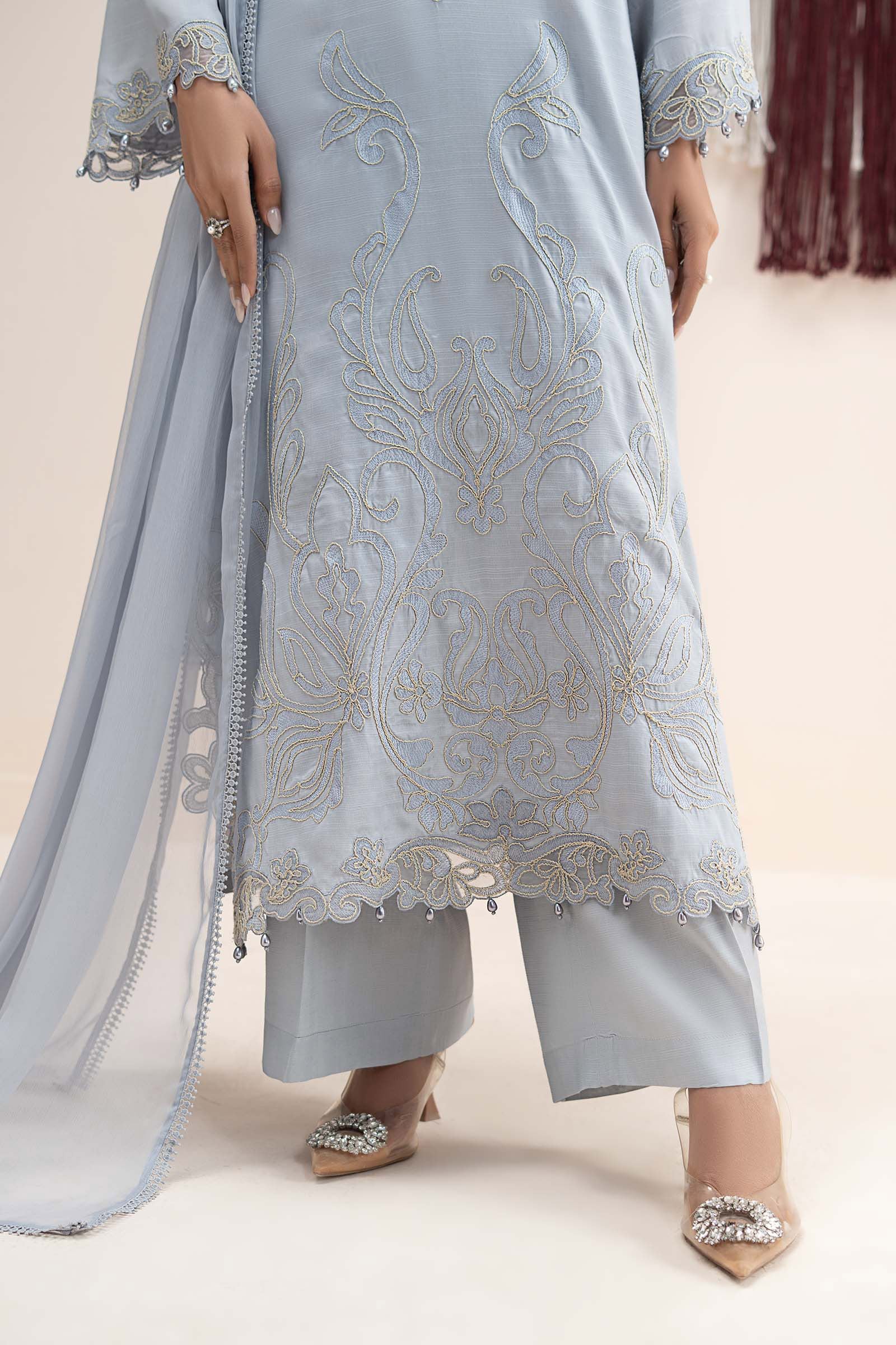 Maria B | Eid Collection 26 | 3 Piece Embroidered Raw Silk Suit