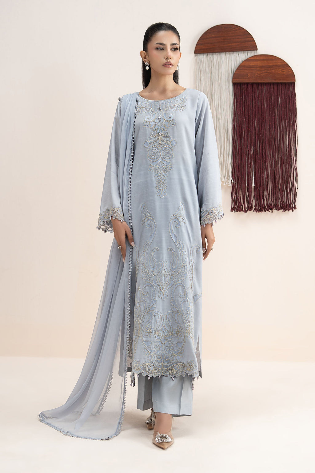 Maria B | Eid Collection 26 | 3 Piece Embroidered Raw Silk Suit