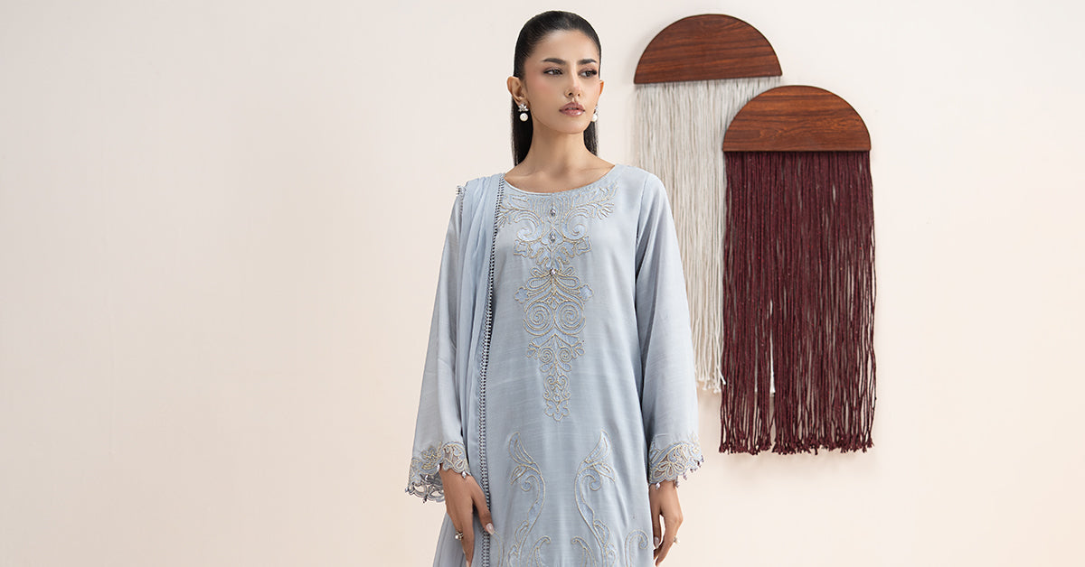 Maria B | Eid Collection 26 | 3 Piece Embroidered Raw Silk Suit