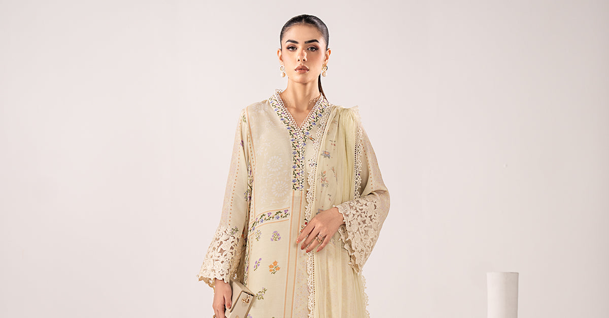 Maria B | Eid Collection 26 | 3 Piece Embroidered Raw Silk Suit