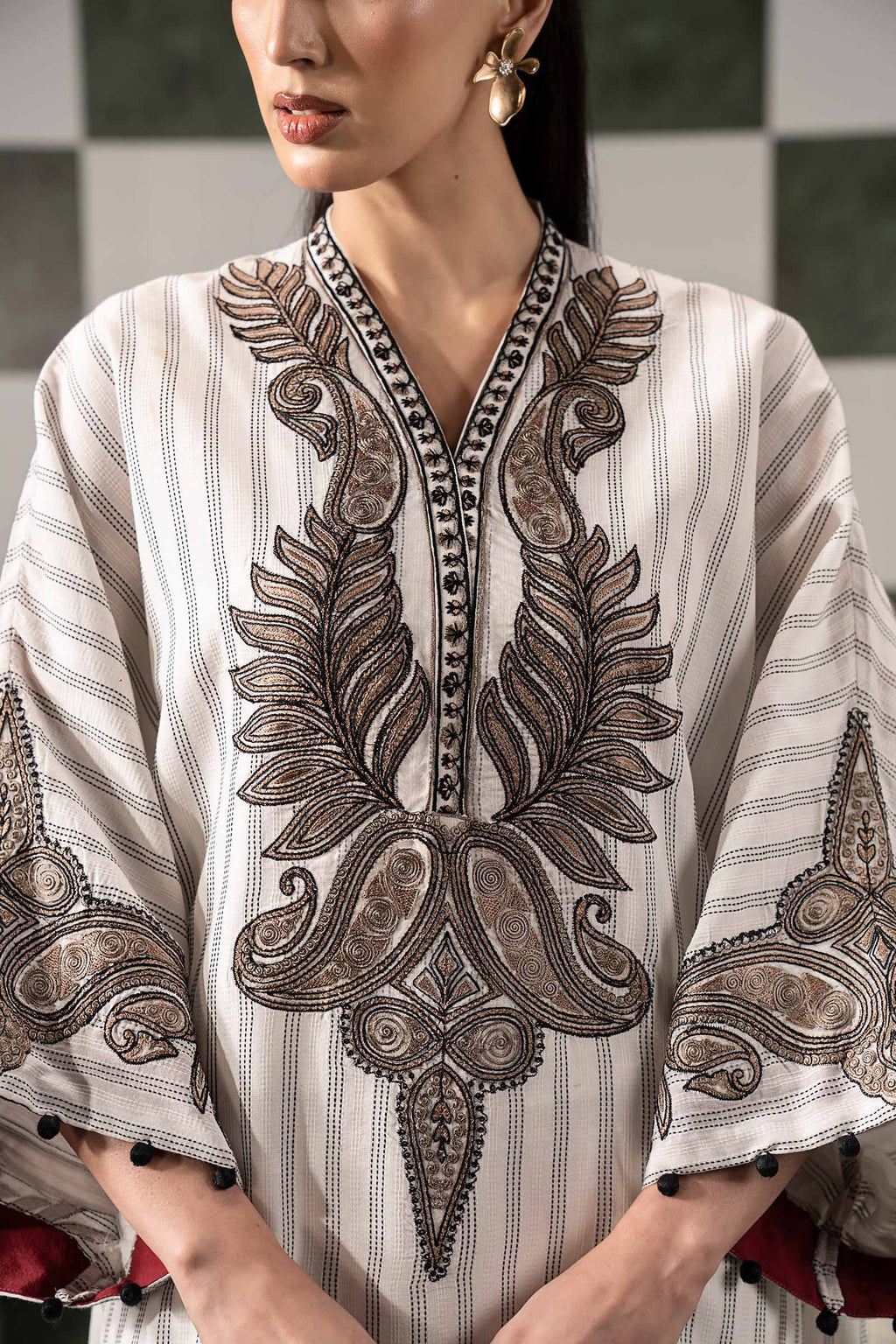 Maria B | Eid Collection 26 | 2 Piece Embroidered Striped Cotton Suit